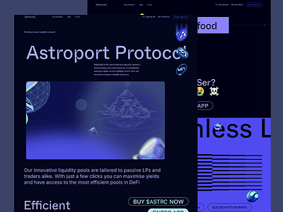 Astroport DeFi Protocol Website adaptive interface blockchain blockchain design crypto exchange crypto platform defi ecosystem defi staking defi website digital environment digital finance financial technology fintech solution futuristic style liquidity pool ui concept ui design user experience ux design web3 design web3 interface