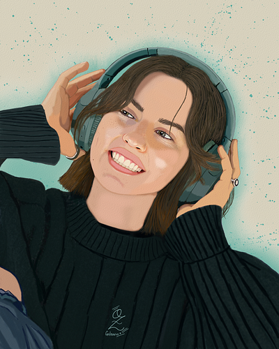 Model with Headphones Portrait Art by Oz Galeano art arte design dibujo digitalart drawing fanart illustration model music ozgaleano portrait retrato