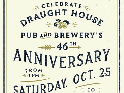 Draught House Anniversary Poster anniversary draught house hops lettering poster