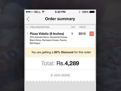 Pizza Delivery app shopping cart UI app apple delivery ios iphone mobile app pizza app ui user interface pizza ux uiux