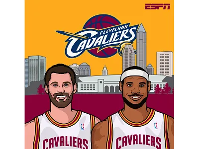 Kevin Love and Lebron James basketball cleveland cavaliers espn illustration kevin love lebron james nba