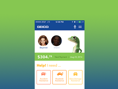 Geico Mockup flat iphone ui ux