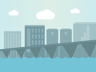 Bridge bridge city illustration river sky skyline vector water
