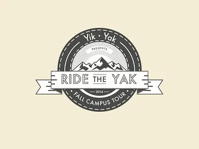 Ride the Yak bade branding college crest illustration logo mountains print tour