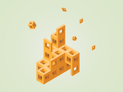 Isometric squares apt flat hyper illustration island isometric square squares tejohanssen