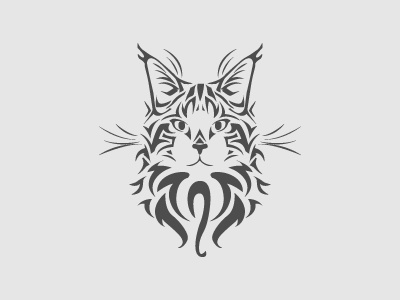 cat logo cat coon design feline icon logo maine maine coon tattoo tribal