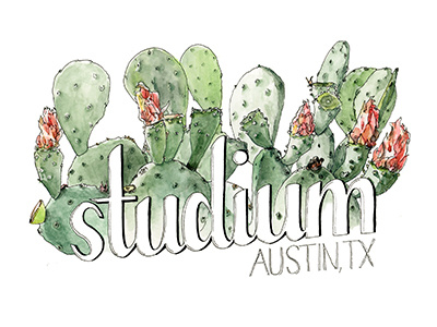 Studium cactus design illustration kickstarter lettering postcard texas watercolor