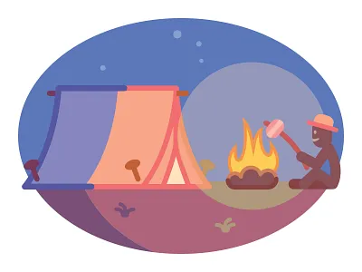 Mr Olaf's picnic evening fire flat mood mrolaf night picnic vector