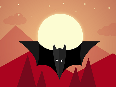 Webats Logo animal bat blog flat landscape logo night webats webdesign