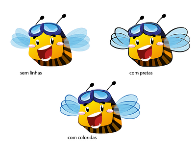 Mascot process #02 bee blue colors mascot sketch wings yellow zoop