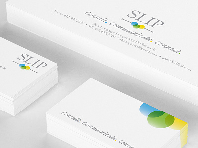 SLIP Business Stationary Set blue branding business card business letter green identity interpreting letterhead logo sign language stationary set yellow