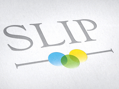 Logo for SLIP blue branding colors gray green identity interpreting logo sign language yellow