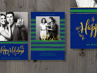 christmas / holiday photo card template branch card christmas glitter gold holiday modern photo card psd template