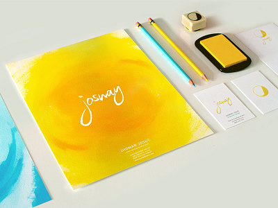 Josway Branding Project blue branding brush business cards logo stamp stationery yellow