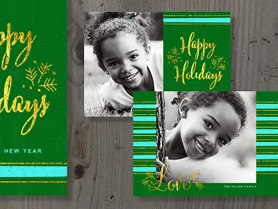 holiday/ christmas photo card template branch card christmas glitter gold holiday modern photo card psd template