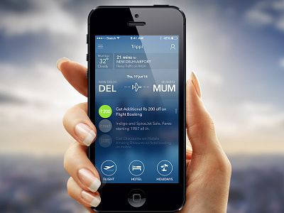 Trippi blue flight holidays hotel iphone travel ui ux