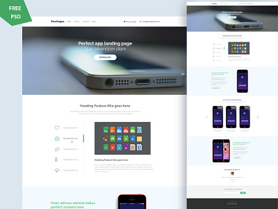 Smart App Landing PSD directory event free design free landing page free landing page layout free landing page psd free psd freebies psd