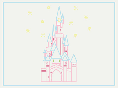 Disney castle castle disney disneyland illustration outline pastel pink princess