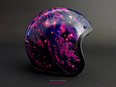 Heavy Heads Helmet Show enamel hand painted helmet illustration nebula varado
