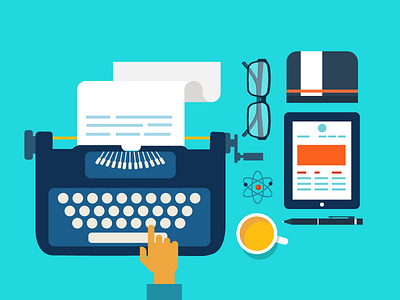 illustration #1 author coffee flat illustration minimal pen tablet typewriter writer