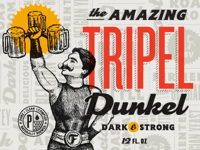 Tripel Preview beer bright circus hatch illustration script strong man tripel typography vintage