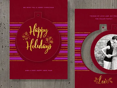 Photographer / Millers Lab Holiday Luxe Pop Cards Template branch card christmas glitter gold holiday modern photo card psd template