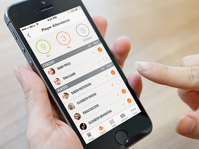 Attendance (SportUp for iOS) application athlete attendance coach fitness interface ios player sport team ui