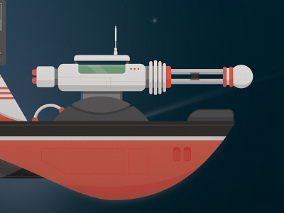 Spaceship 2 closeup artwork flat illustration poster space spaceship