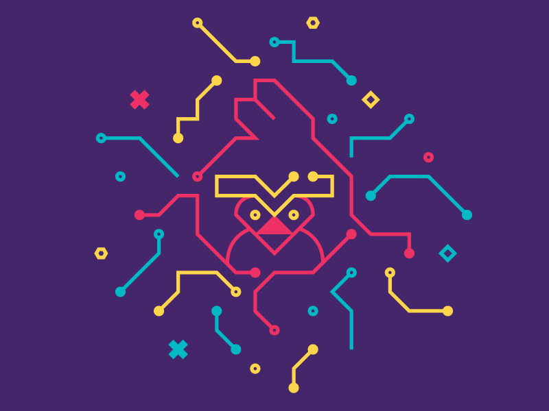Angry Bird angry bird circuit flat game graphics grid icon neon vector