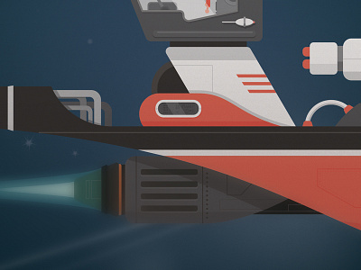 Spaceship 2 close up artwork flat illustration poster space spaceship