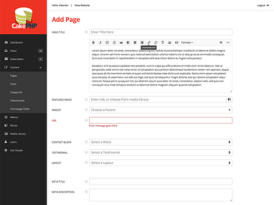 CakePHP Admin admin cake clean form framework interface php ui web design