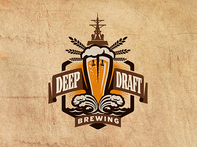 Deep Draft Brewing beer emblem glass logo navy ship trademark