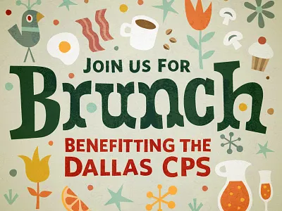 Brunch Announcement illustration vintage