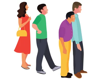 Que illustration people que waiting wip