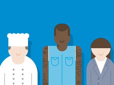 Customers business character chef cook customers illustration suit tats tattoos vector women