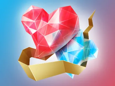 2 Crystal Hearts crystal heart hearts