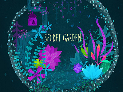 Secret gardern final poster flowers garden glass illustration secret garden terrarium