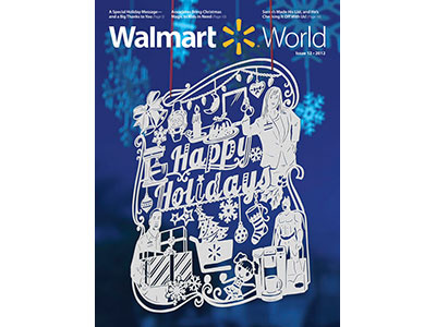 Walmart World christmas cover holiday illustration magazine paper snowflakes xmas