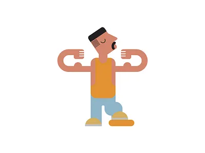 Strong doodle flat illustration vector