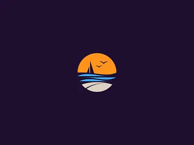 Beach Icon beach bird boat icon kerovec minimal rokac roko sand waves