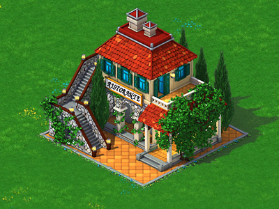 Rollercoaster Tycoon 4. Italian Restaurant building casual game gamedev restaurant