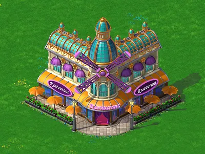 Rollercoaster Tycoon 4. French Restaurant. building casual game gamedev restaurant