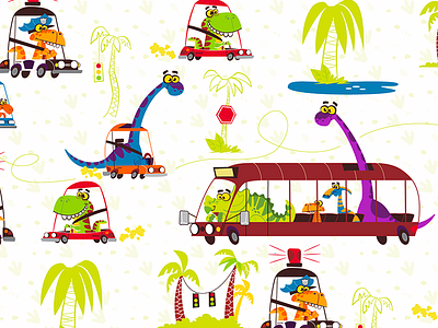 Dinosaur Pattern 1 cartoon dinosaurs humor pattern vector