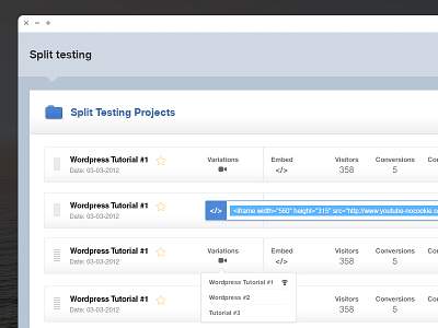 Split Testing desktop application interface ui ux video video hosting video marketing
