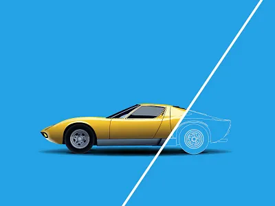 Lamborghini Miura P400 Illustration 2d car illustration outline vector