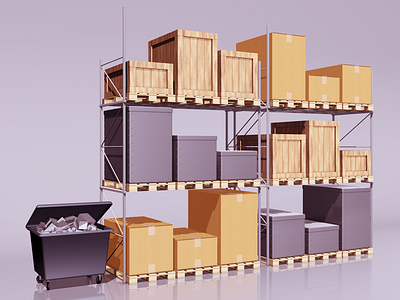 Warehouse With Dumpster 3d c4d cinema 4d dumpster rendering warehouse