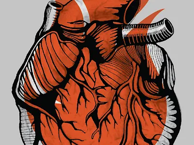 All In anatomy fire heart flame flat icon illustration ink medical red veins