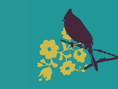 Illustration Bird bird bjorg blue designadet eggen flower helene illustration shadow yellow