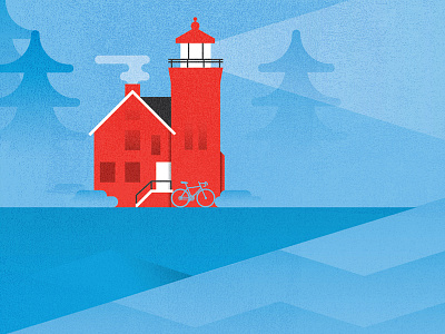 Lighthouse Detail architecture bicycle biking building illustration lighthouse shoreline