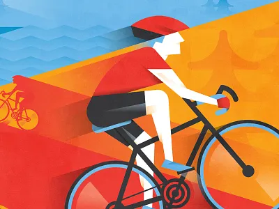 Cyclist Detail architecture bicycle biking building cyclist illustration motion shoreline